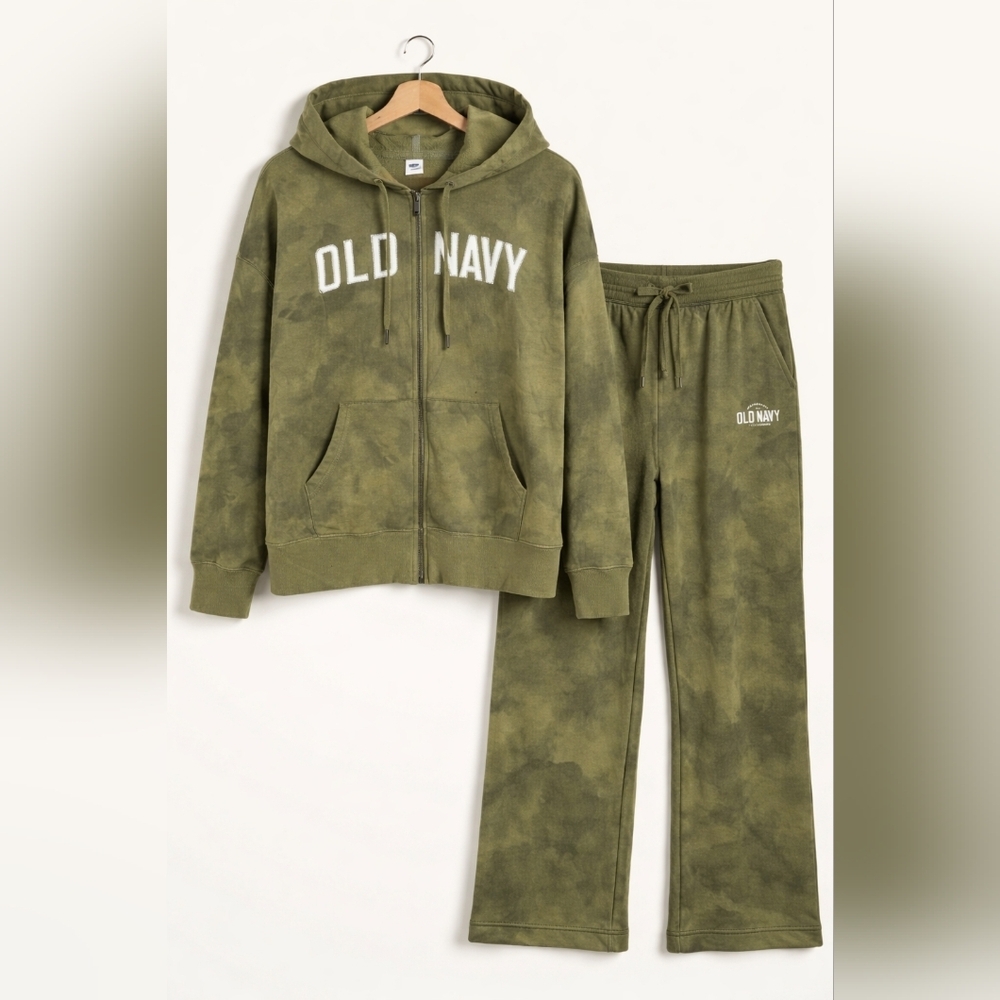 Old Navy Olive Tie Dye Hoodie Sweatpants Set Large